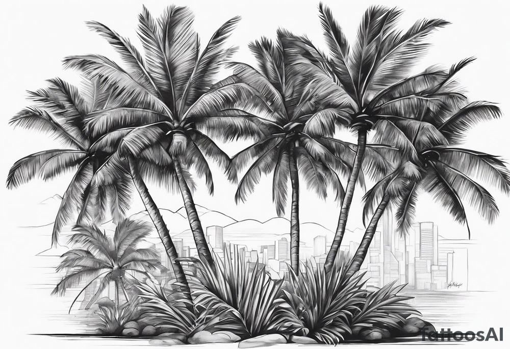 Palm tree tricep tattoo idea