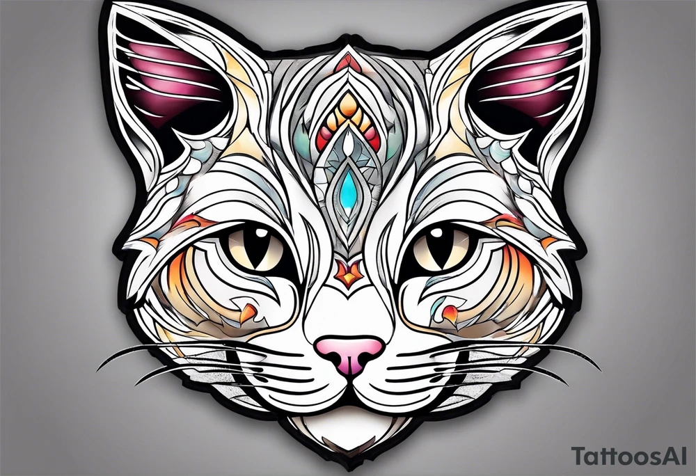 stylized cat face tattoo idea