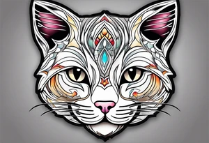 stylized cat face tattoo idea