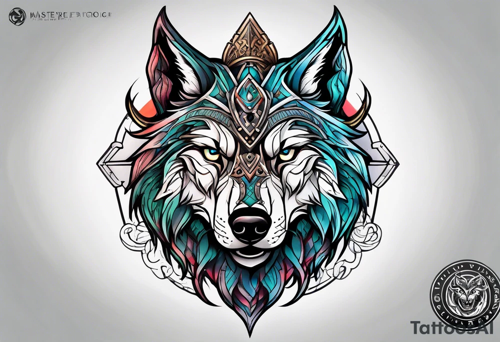 Viking wolf tattoo idea