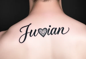 The name Julian in cursive with a heart and shading tattoo idea
