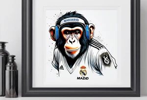 monkey with real madrid shirt celebrating soccer goal tattoo idea