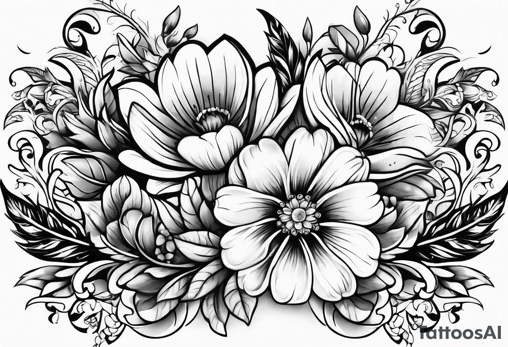 Western with flowers tattoo idea