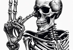 Skeleton holding up 3 fingers tattoo idea