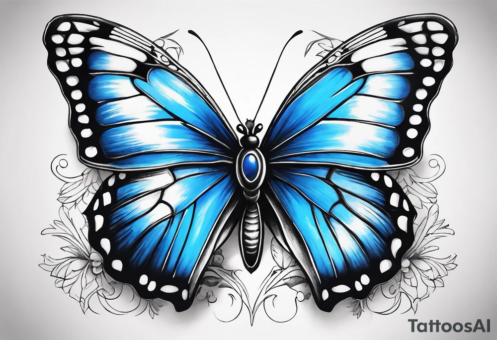 Blue butterfly tattoo idea