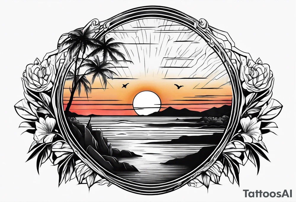 Sunset in the horizon tattoo idea