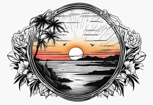 Sunset in the horizon tattoo idea