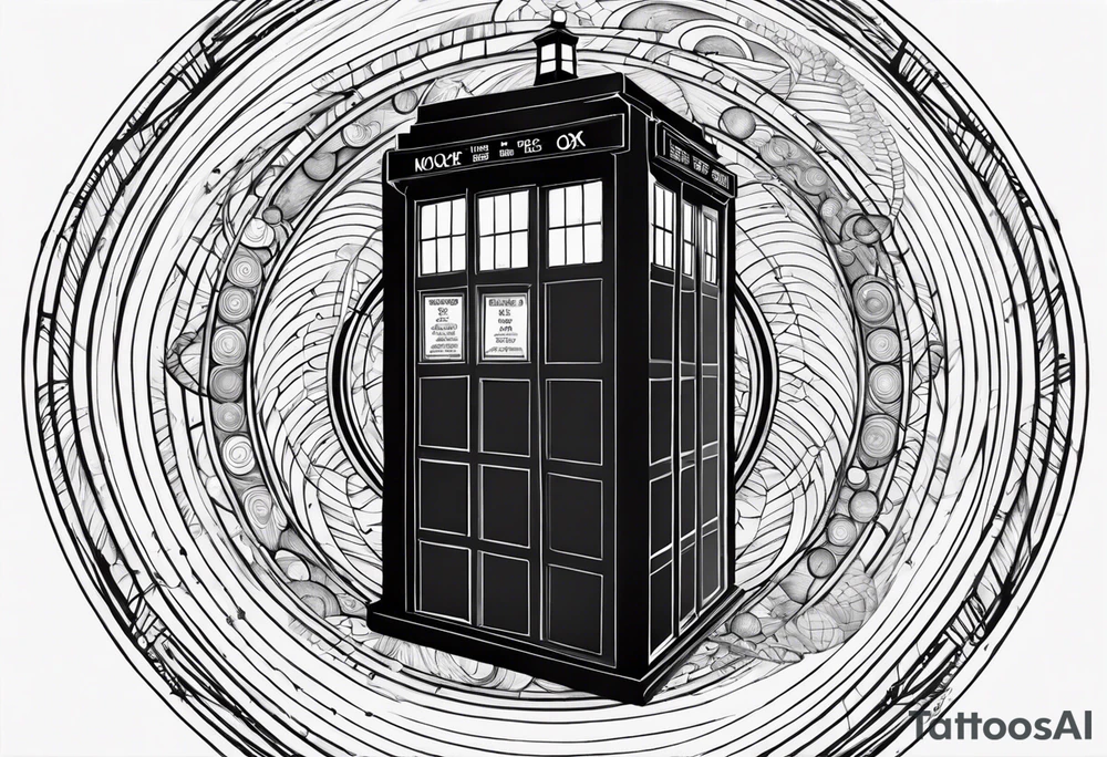 Tardis entering vortex with three gallifrayen circles behind tattoo idea