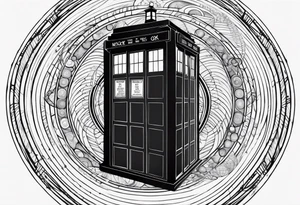 Tardis entering vortex with three gallifrayen circles behind tattoo idea