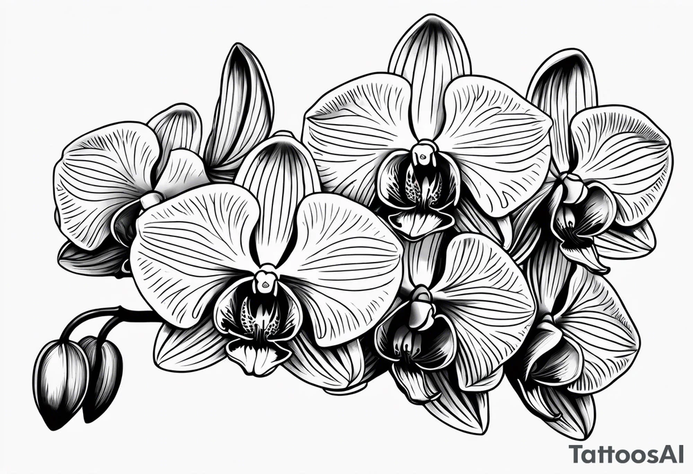 orchid, line art tattoo idea