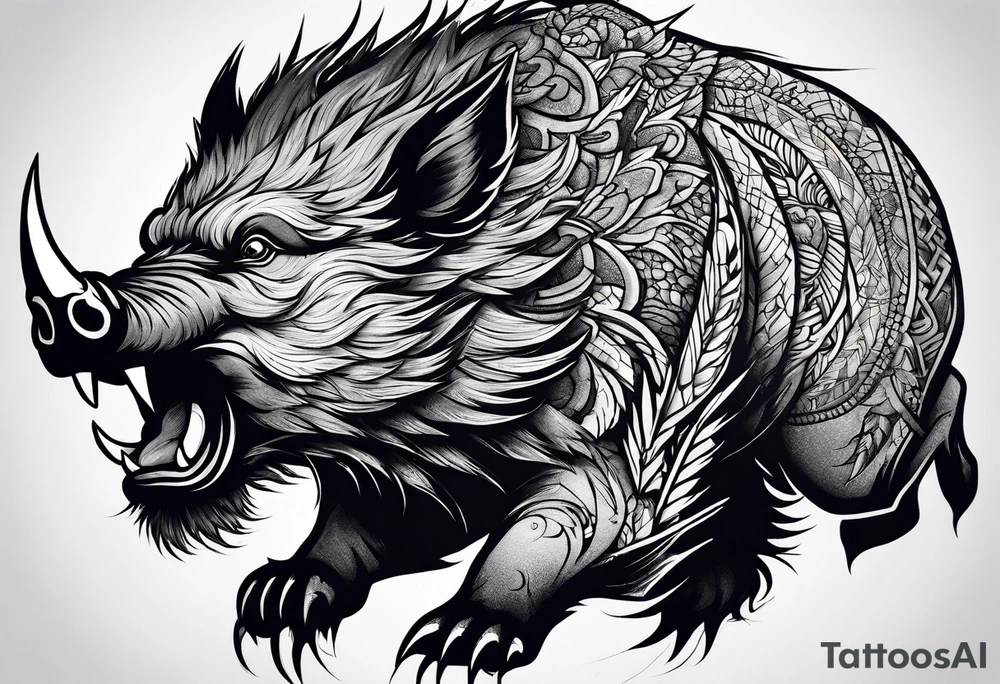 angry boar tattoo idea