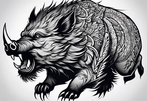 angry boar tattoo idea