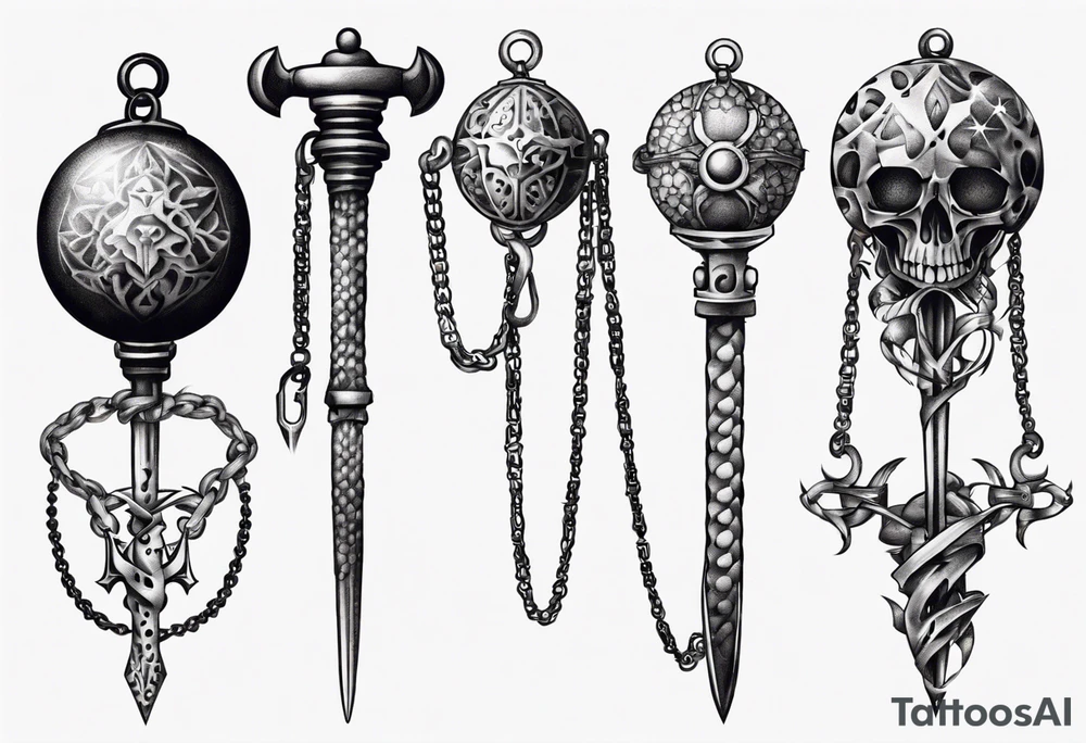 ball mace on a chain tattoo idea