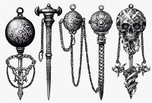 ball mace on a chain tattoo idea