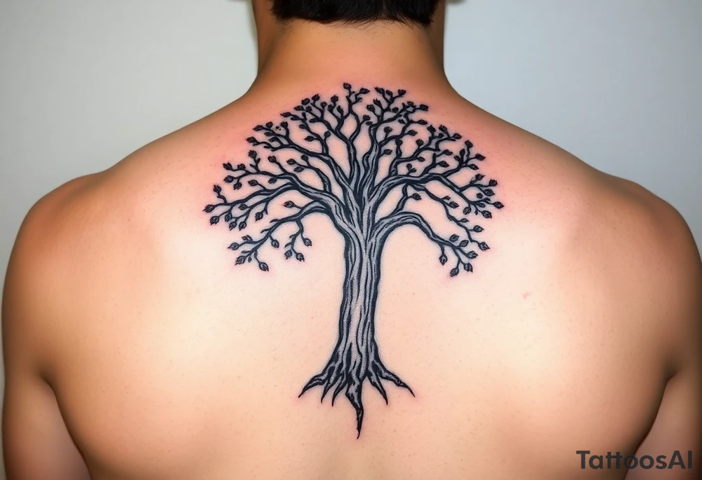 Tree of life with Jamaican and Irish flag colours combined tattoo idea
