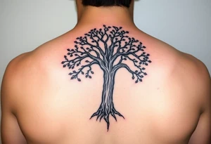 Tree of life with Jamaican and Irish flag colours combined tattoo idea