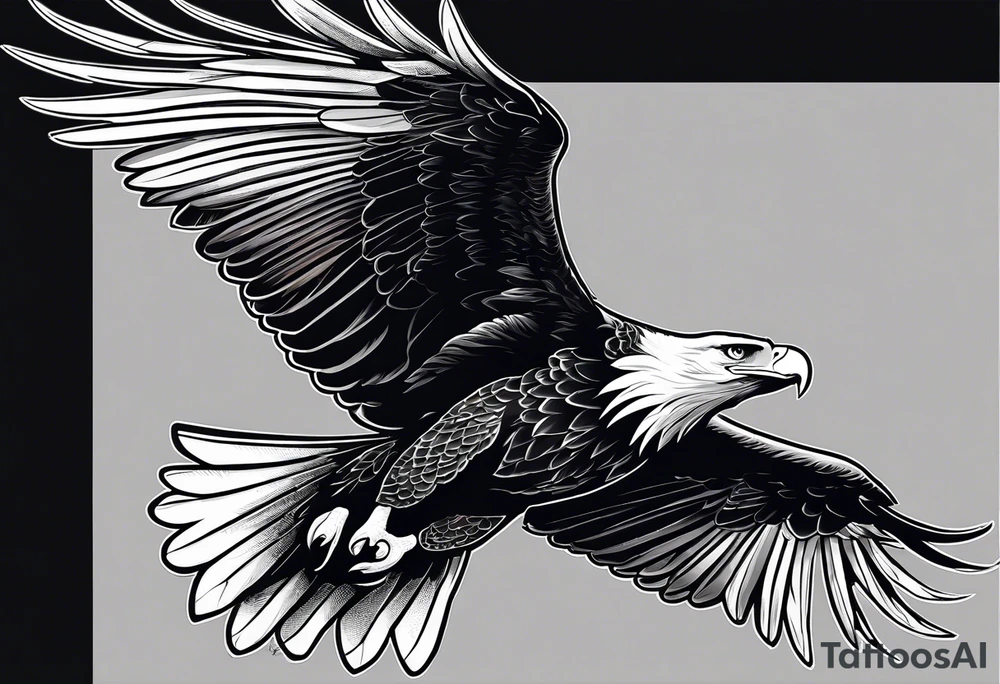 A majestic eagle soaring high in the sky, wings fully spread, capturing the essence of freedom and power tattoo idea