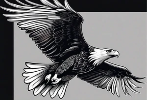 A majestic eagle soaring high in the sky, wings fully spread, capturing the essence of freedom and power tattoo idea