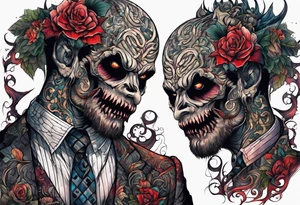 Beautiful Eldridge horror creature thigh tattoo tattoo idea