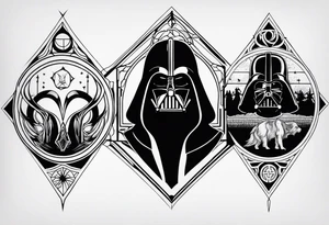 Lord of the rings with Star wars square symbols tattoo idea