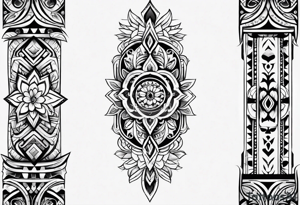 tribal patterns and flowers for forearm tattoo idea