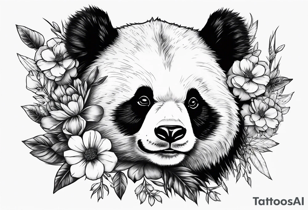 Punk Panda with flowers tattoo idea
