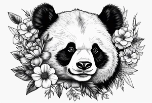 Punk Panda with flowers tattoo idea