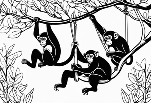 MONKEYS SWINGING in branches tattoo idea