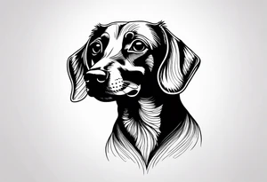 Create a minimalist tattoo of a small Dachshund, capturing its unique shape and playful demeanor with clean lines. tattoo idea