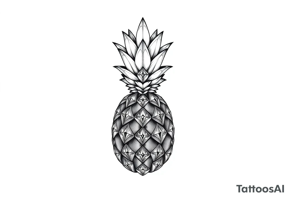 pineapple with diamonds and magestic, crown, vagina, anus, pubic tattoo idea