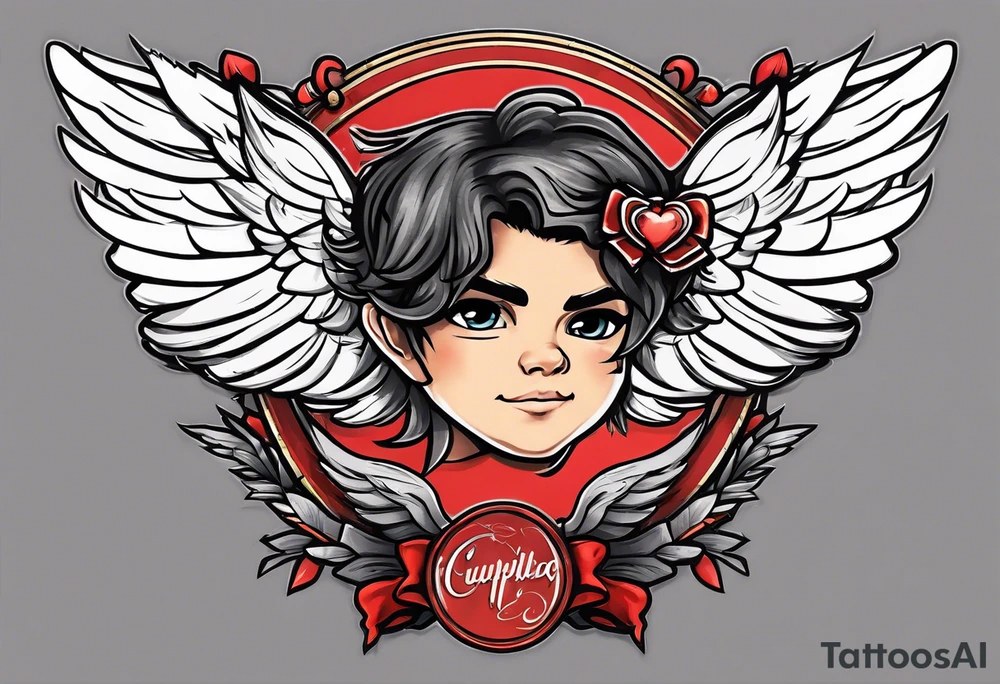 fly boy wings and a bow, cupido tattoo idea