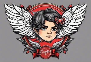 fly boy wings and a bow, cupido tattoo idea