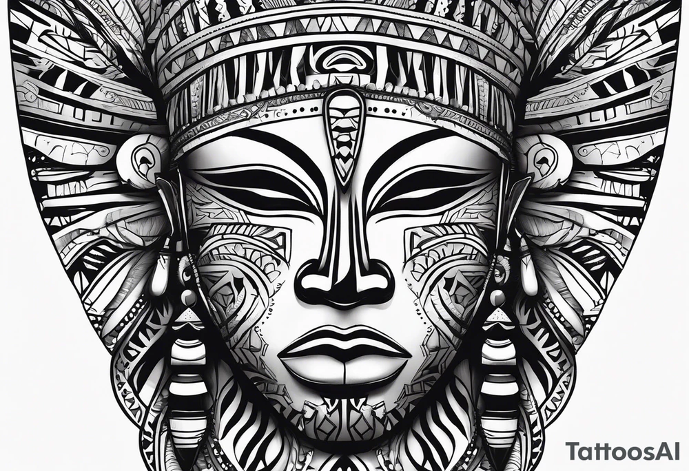 african, tribal mask, face portrait tattoo idea