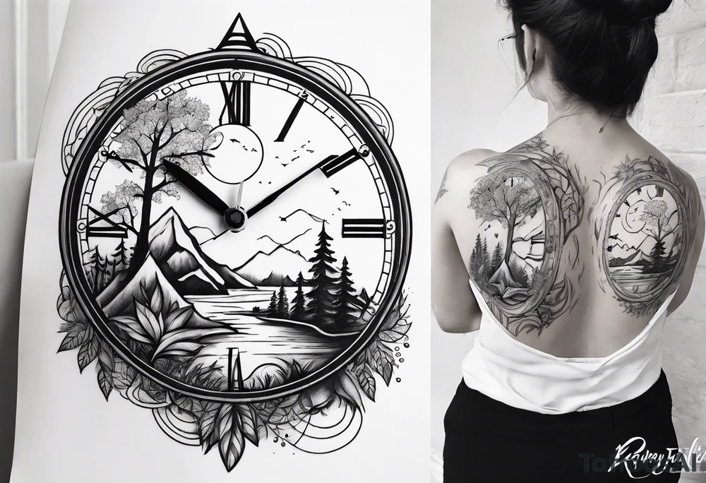 nature element clock memorial tattoo simple design tattoo idea nature element clock memorial tattoo simple design tattoo idea