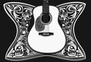 full scale basic black acoustic guitar for women's inner bicep. tattoo idea
