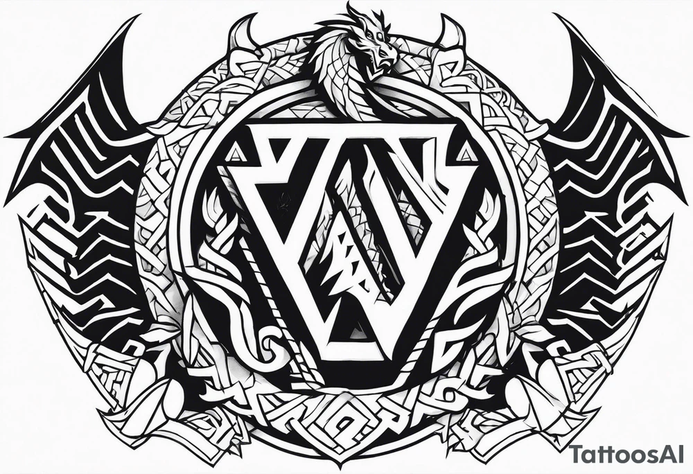 Valhalla sword shield dragon axe Valknut barbed wire
steps tattoo idea Valhalla sword shield dragon axe Valknut barbed wire
steps tattoo idea