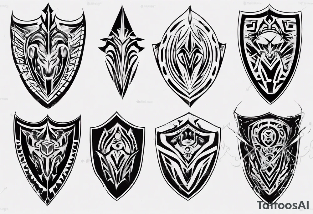 Shield symmetrical tattoo idea