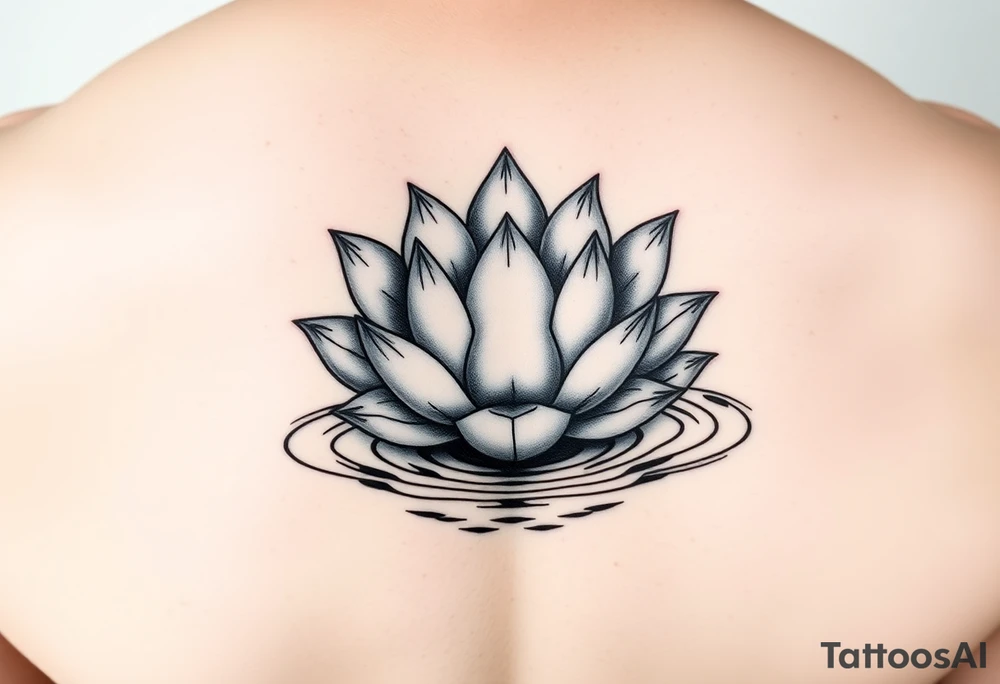 serene lotus flower emerging from sacred waters with ripples tattoo idea
