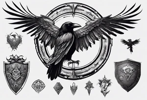 Raven on a shield tattoo idea