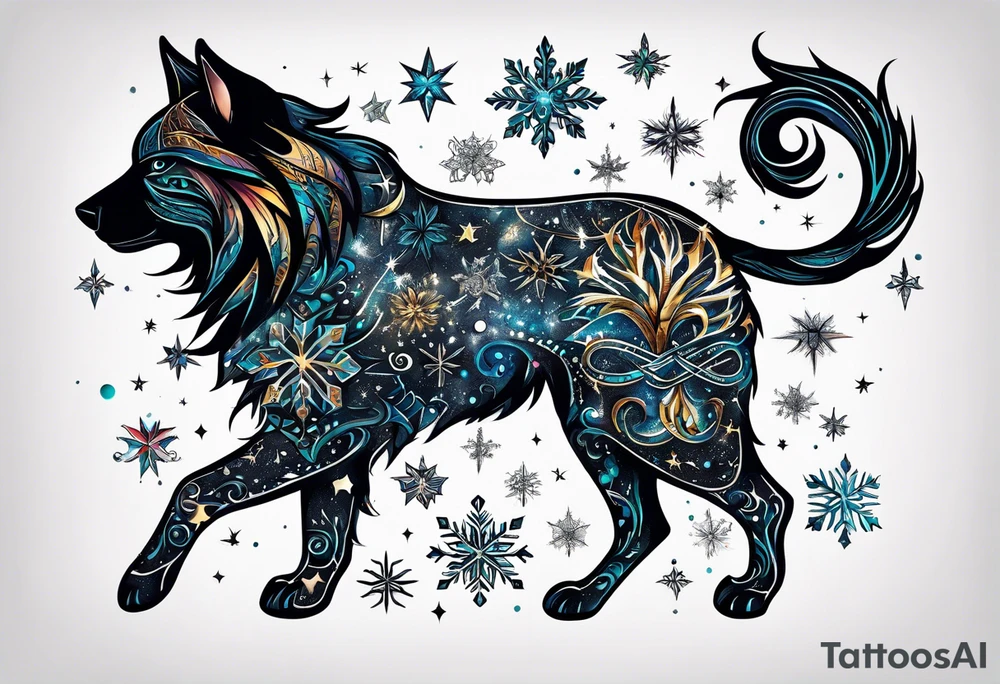 Constellation, animal, snowflake tattoo idea