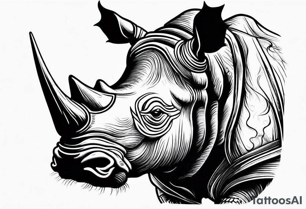 rhino smoking cigarette tattoo idea