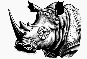 rhino smoking cigarette tattoo idea