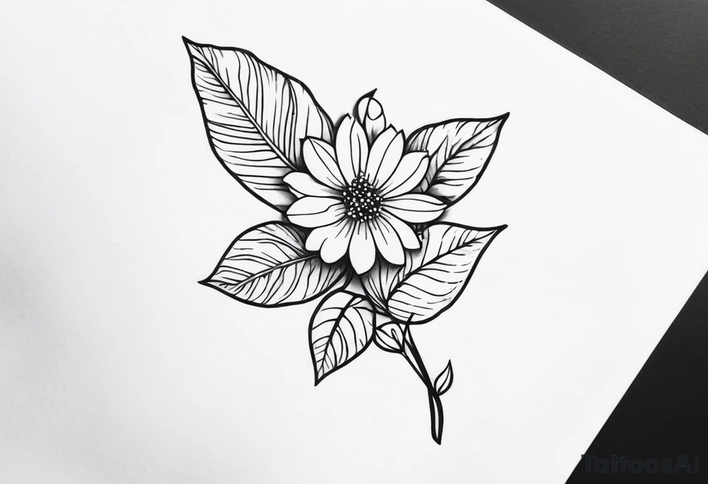 small feminine minimalist tattoo of a stick with leafs and flower on wrist tattoo idea