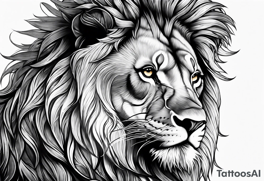 lion with snake hair tattoo idea