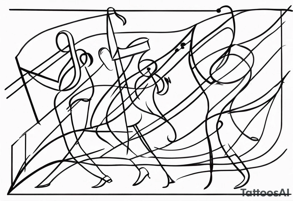 Music notes connecting people dancing tattoo idea