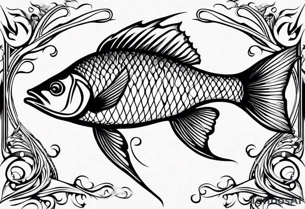 Pinstripe fish tattoo idea