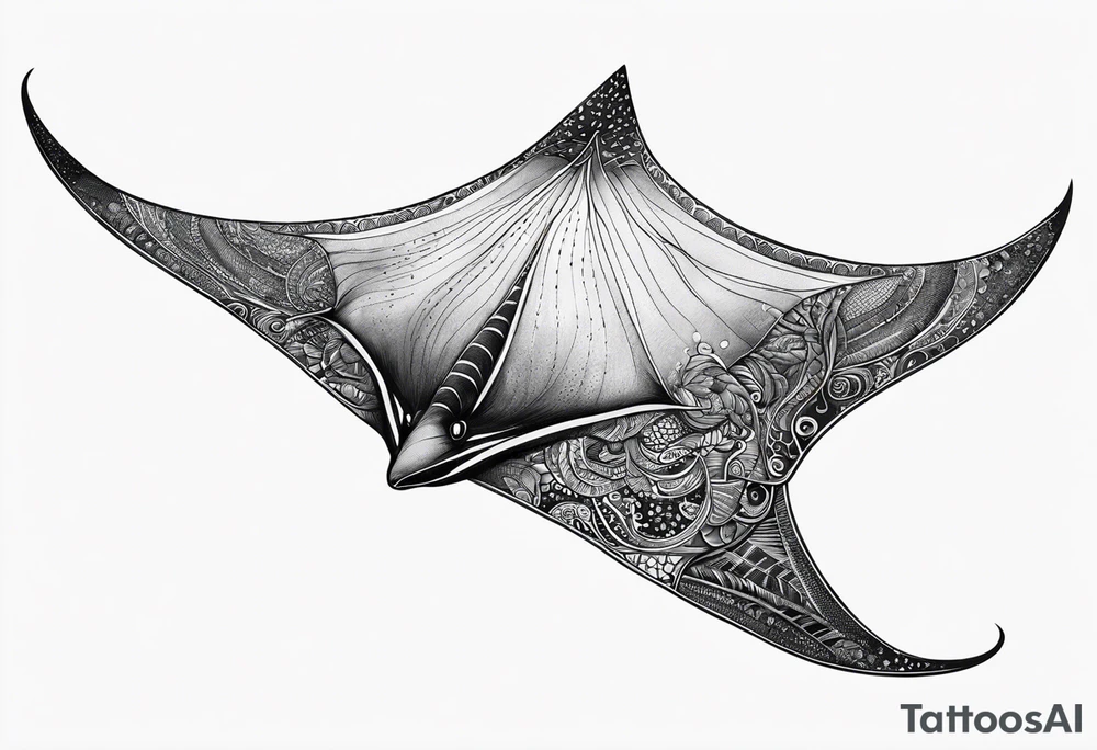 Cite manta ray swimming like flying tattoo idea