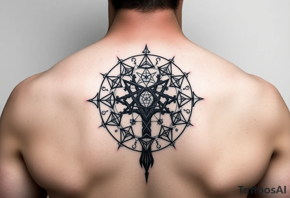 Sephiroth tree tattoo with sacred geometry and cosmic elements 10 Sephiroth Kabbala tattoo idea