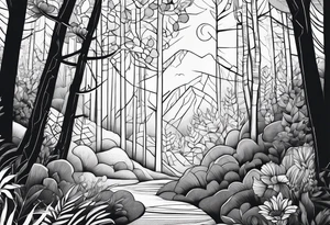 forest, lineswork tattoo idea