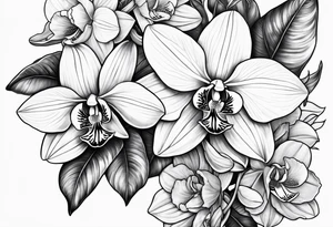 Orquídea e Bougainvillea buque tattoo idea